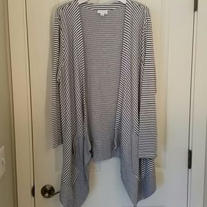 Open front, striped cardigan